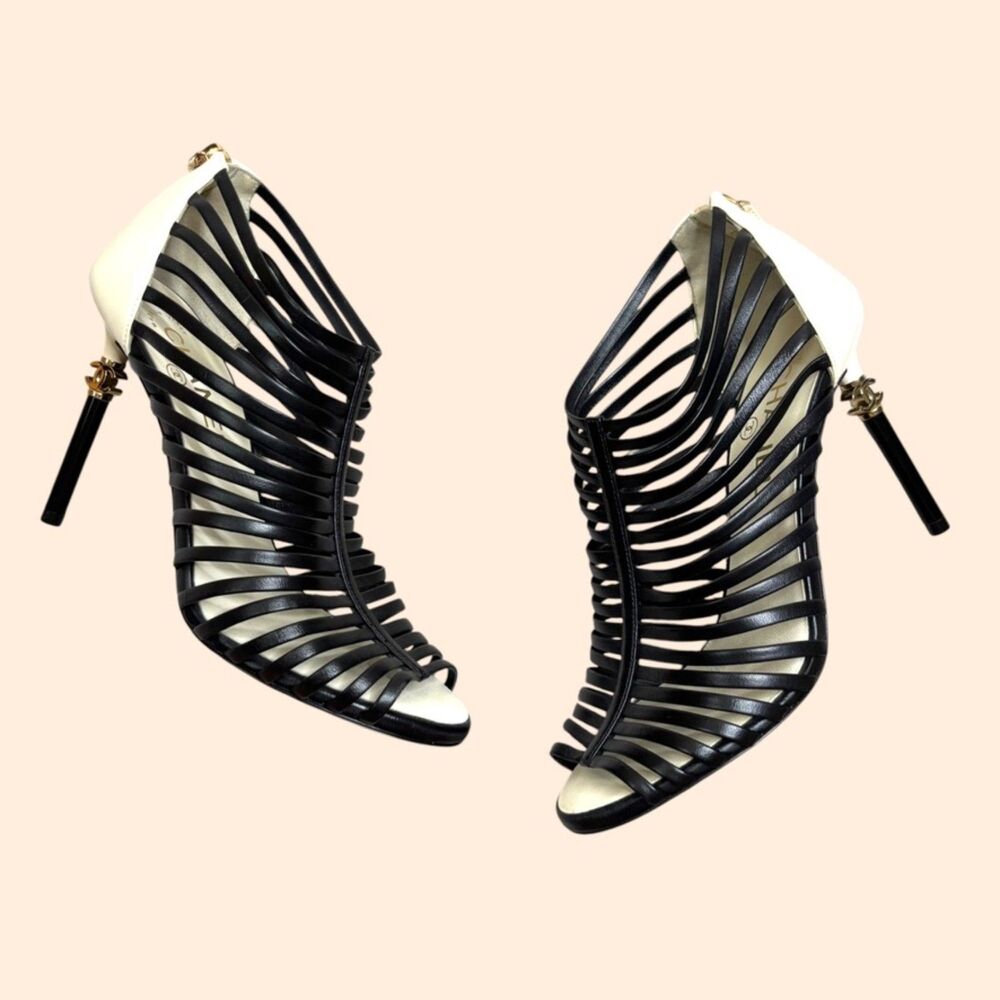 Chanel Caged Gladiator Heel Sandals